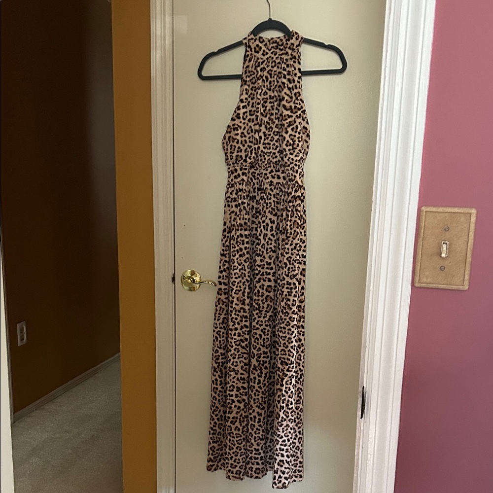 INC International Concepts Leopard Halter Maxi Dress - Tan & Brown